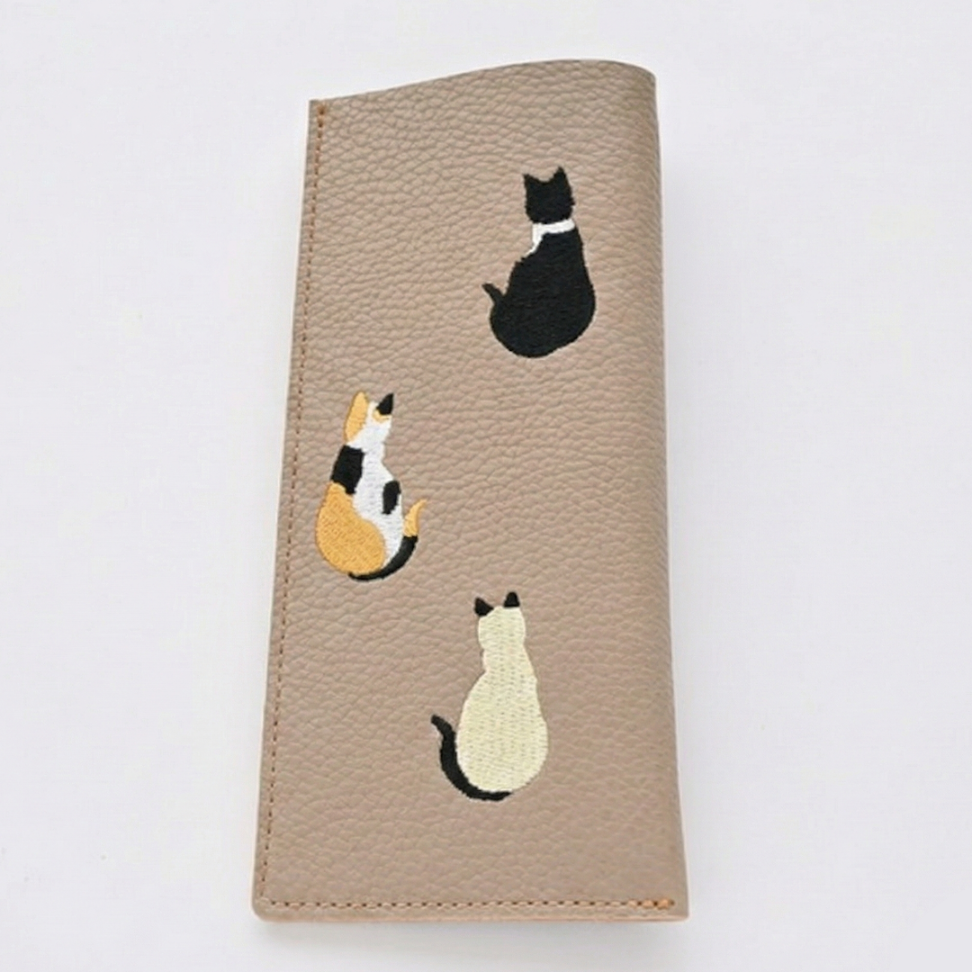 刺繍 うしろむき猫 メガネケース