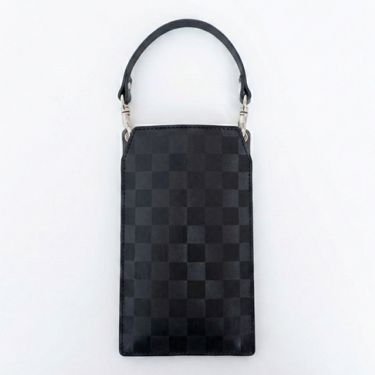 イタリアンレザー 市松模様 スマホポーチ