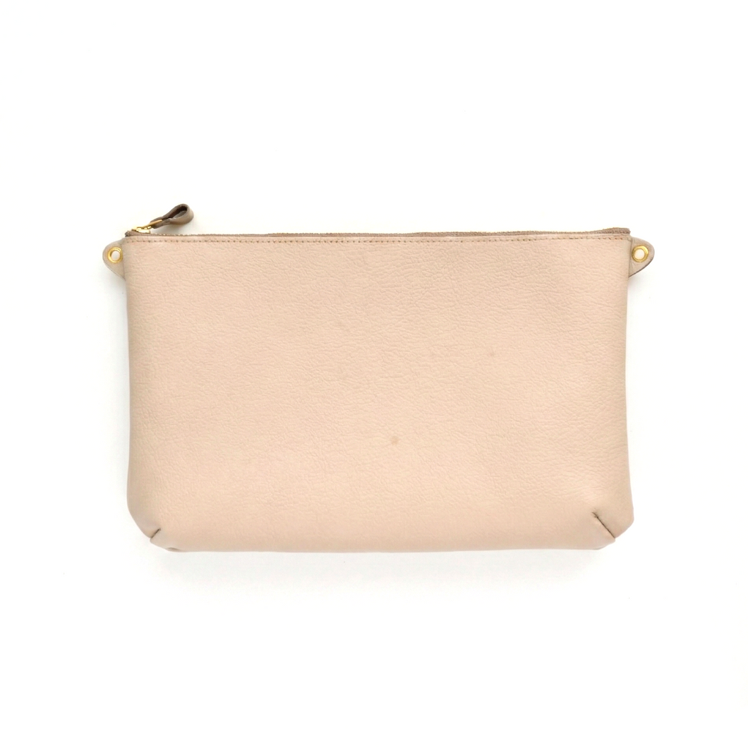 姫路レザー シュリンクレザー 横型マチありファスナーポシェット