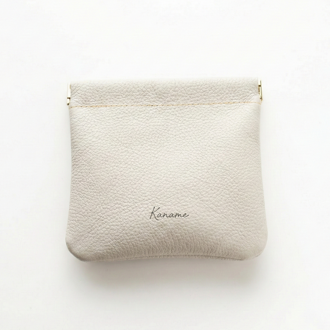 姫路レザー シュリンクレザー ばね口 ポーチ 名入れ