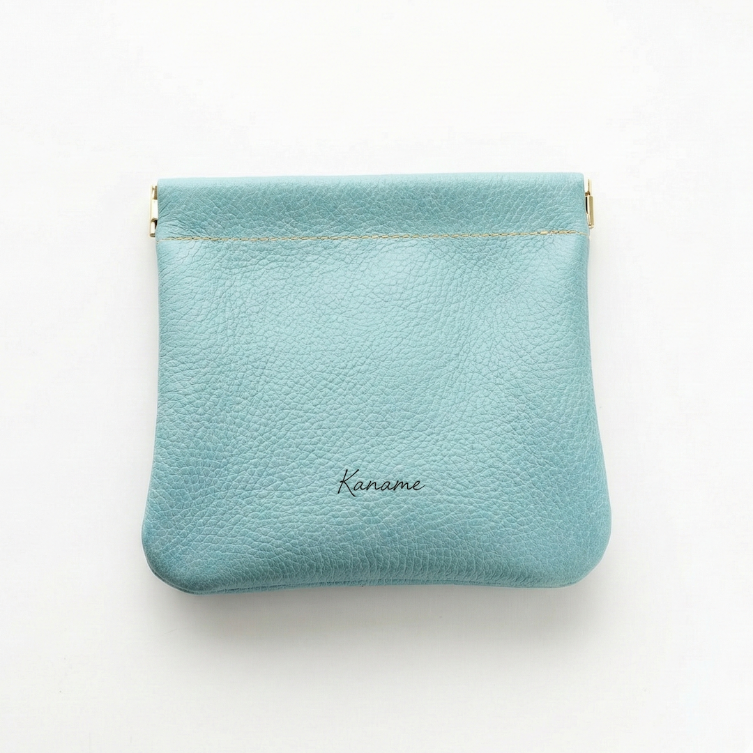 姫路レザー シュリンクレザー ばね口 ポーチ 名入れ