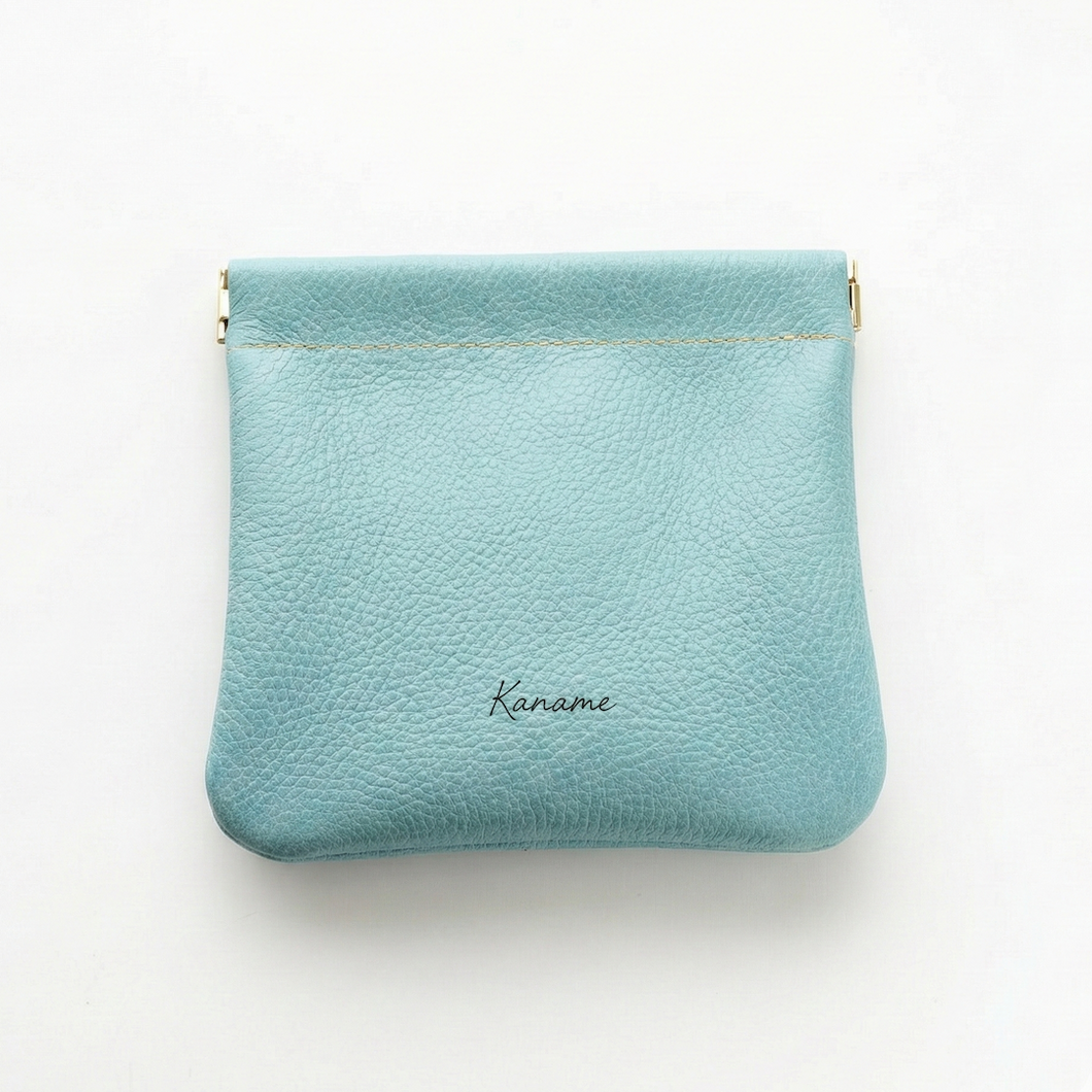 姫路レザー シュリンクレザー ばね口 ポーチ 名入れ