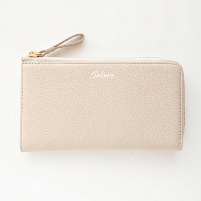 L字ファスナー ロングウォレット 本革 ニュアンス 名入れ 長財布