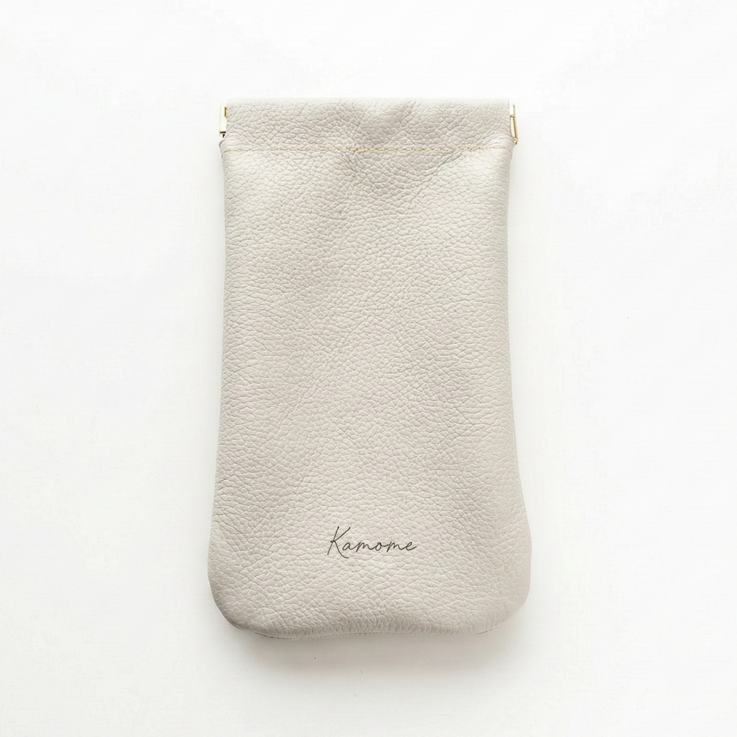 姫路レザー シュリンクレザー ばね口 ポーチ 名入れ