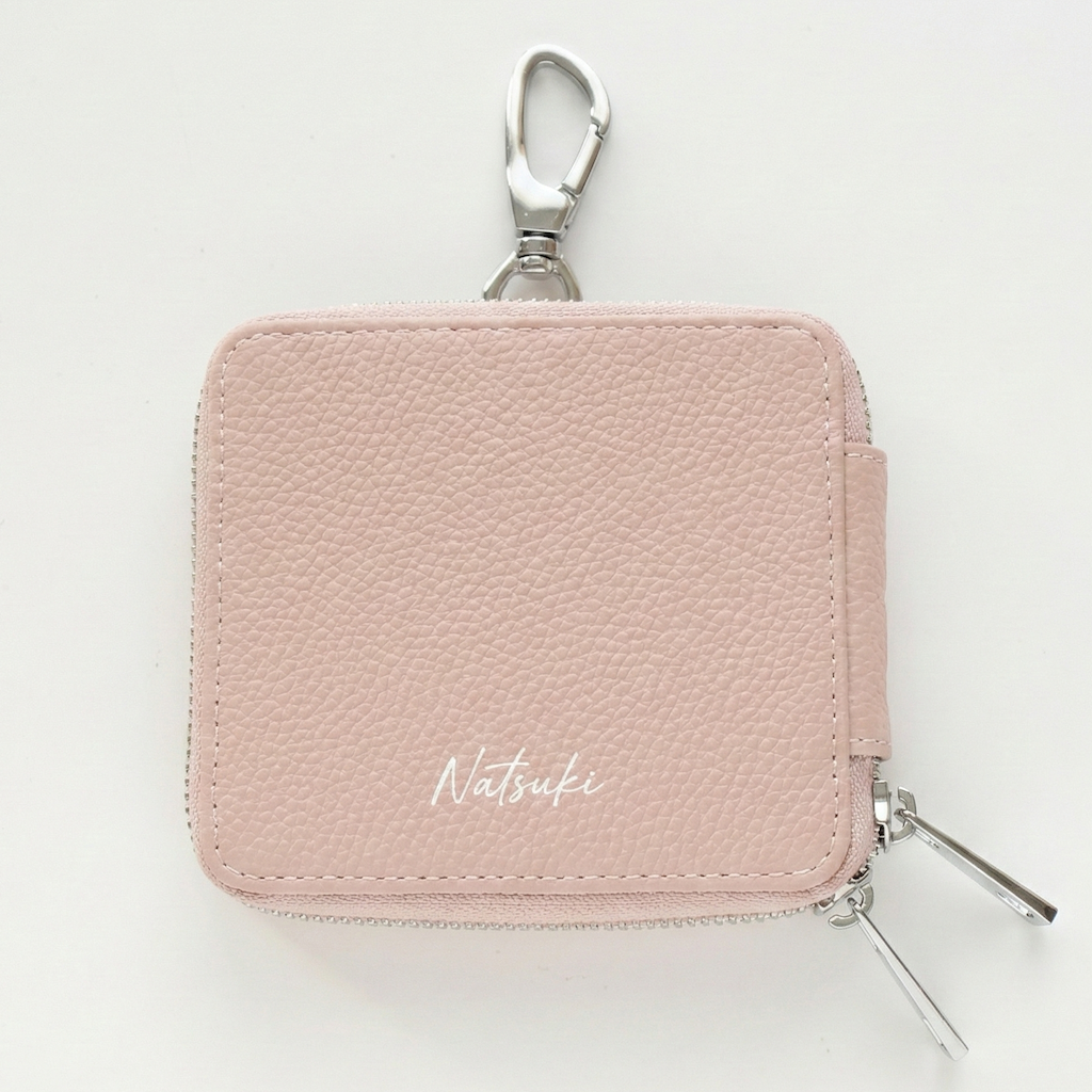 カードポケット付き 横並び 3個収納 スマートキーケース 【 simple 名入れ 】 くすみカラー キーケース クリア窓 カード収納 文字入れ
