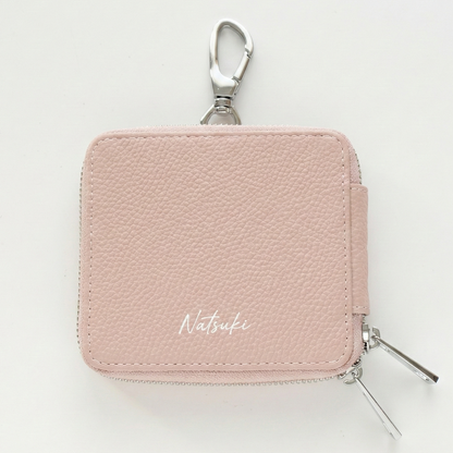 カードポケット付き 横並び 3個収納 スマートキーケース 【 simple 名入れ 】 くすみカラー キーケース クリア窓 カード収納 文字入れ