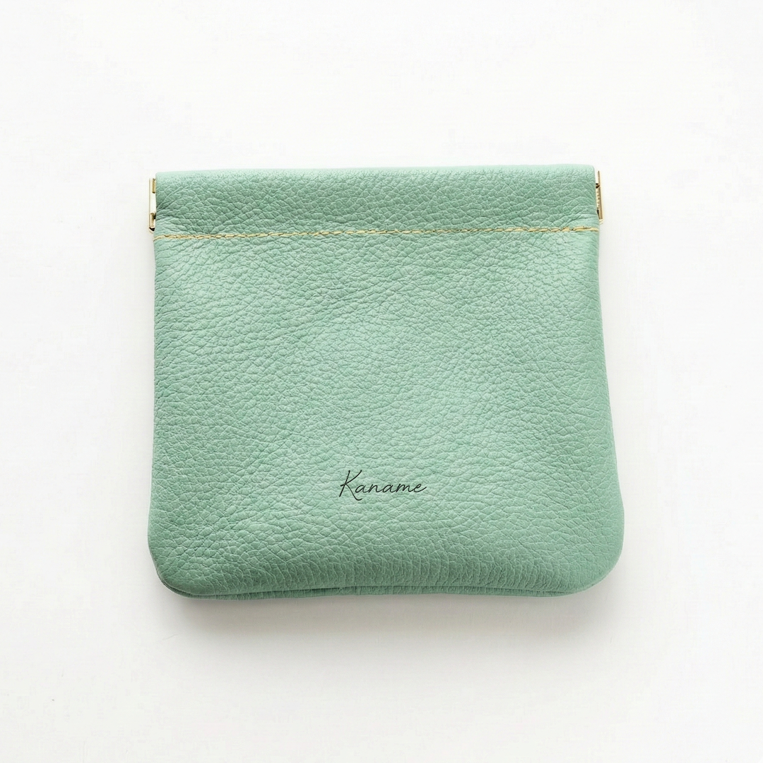 姫路レザー シュリンクレザー ばね口 ポーチ 名入れ