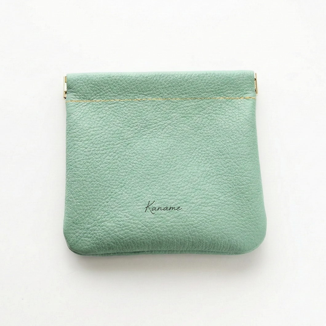 姫路レザー シュリンクレザー ばね口 ポーチ 名入れ