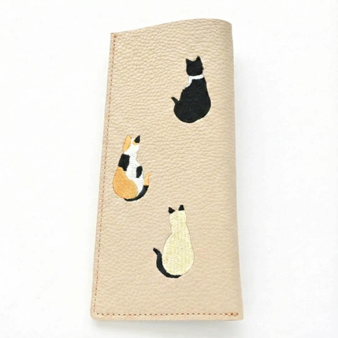 刺繍 うしろむき猫 メガネケース