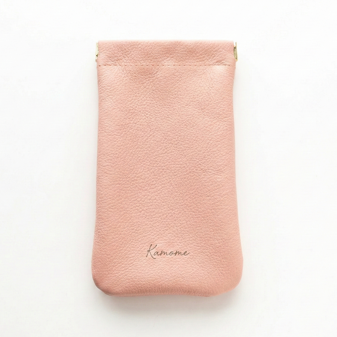 姫路レザー シュリンクレザー ばね口 ポーチ 名入れ