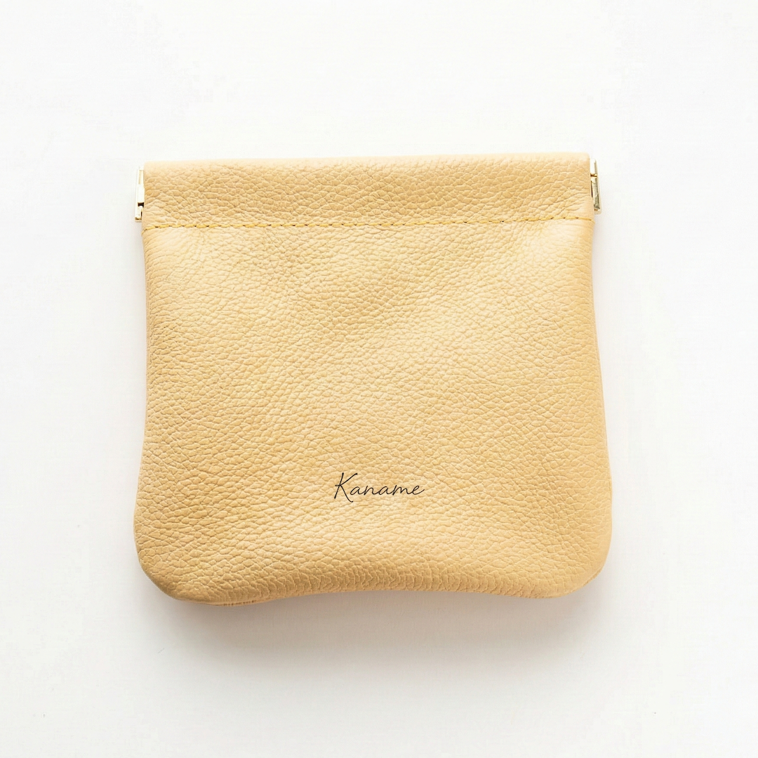 姫路レザー シュリンクレザー ばね口 ポーチ 名入れ