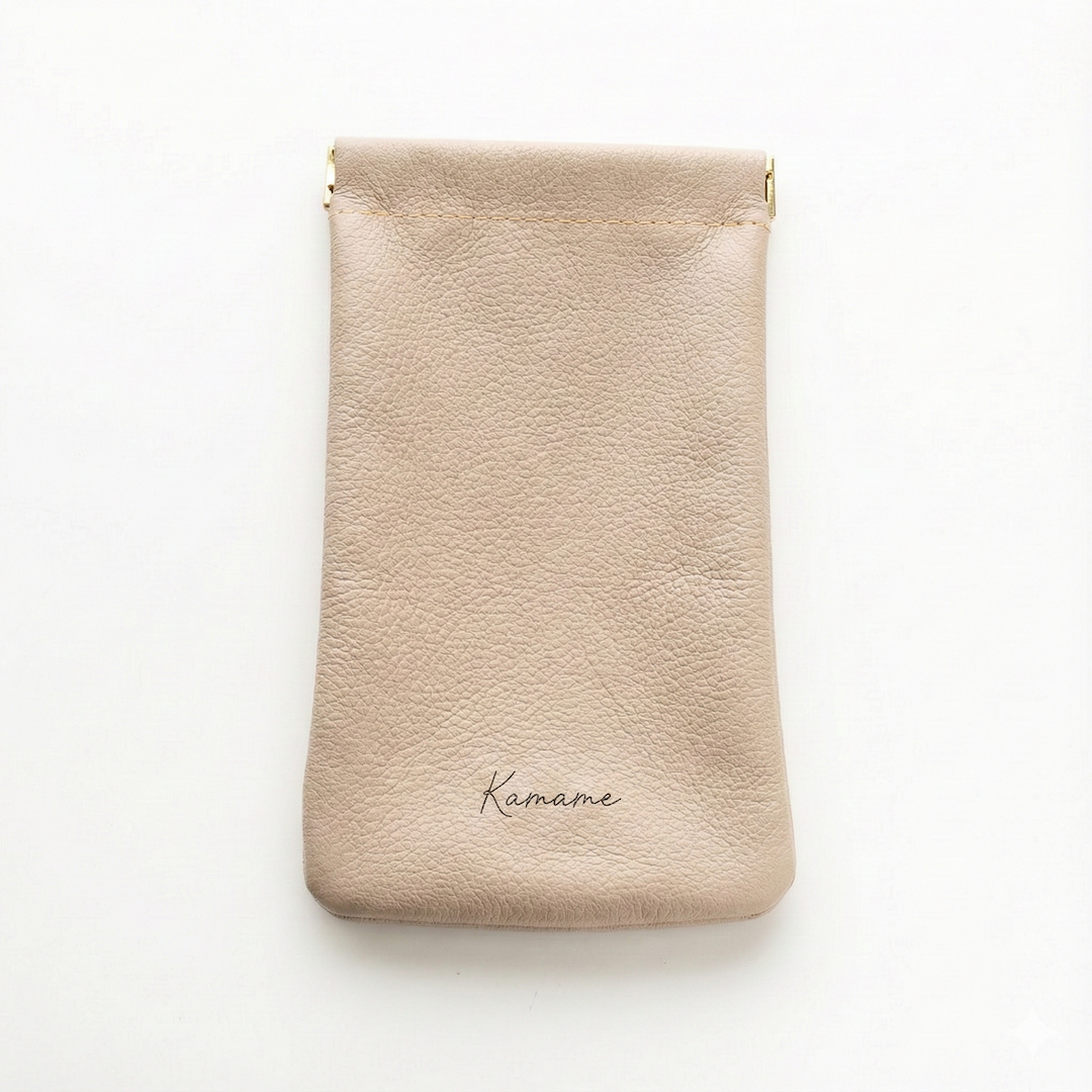 姫路レザー シュリンクレザー ばね口 ポーチ 名入れ