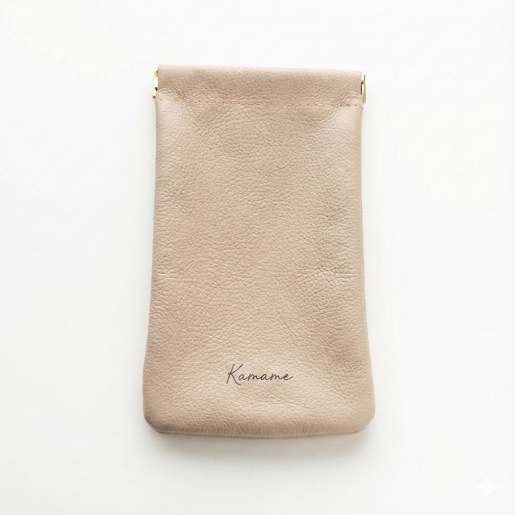 姫路レザー シュリンクレザー ばね口 ポーチ 名入れ