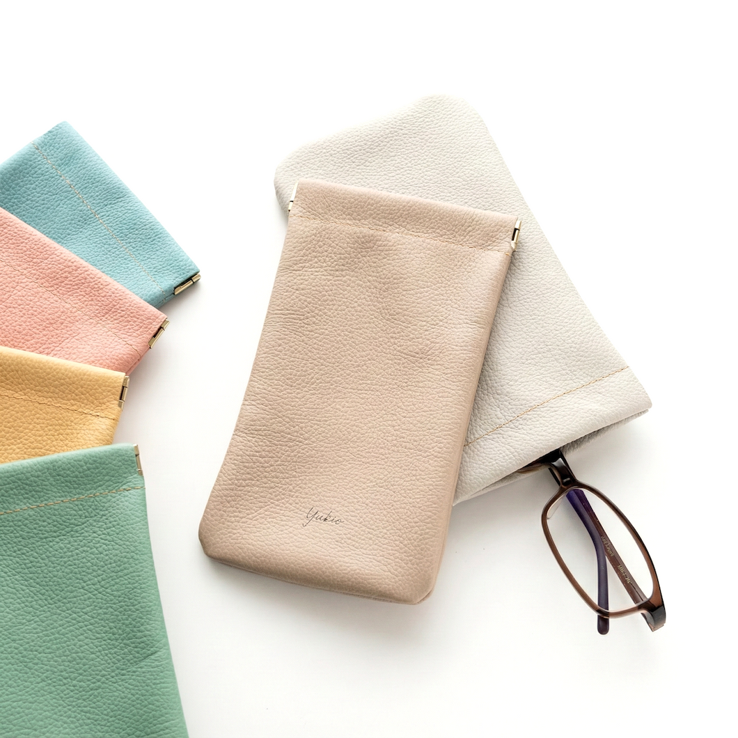 姫路レザー シュリンクレザー ばね口 ポーチ 名入れ