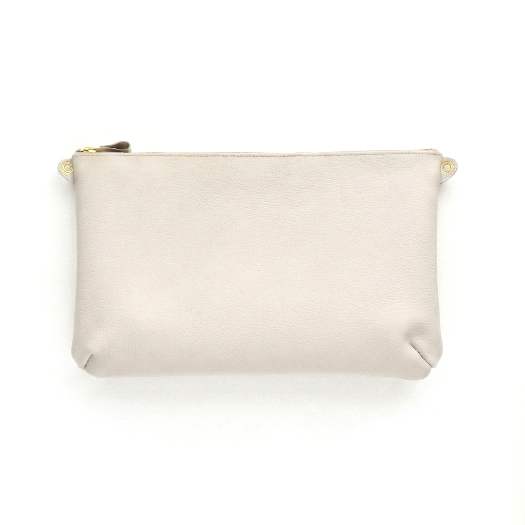 姫路レザー シュリンクレザー 横型マチありファスナーポシェット