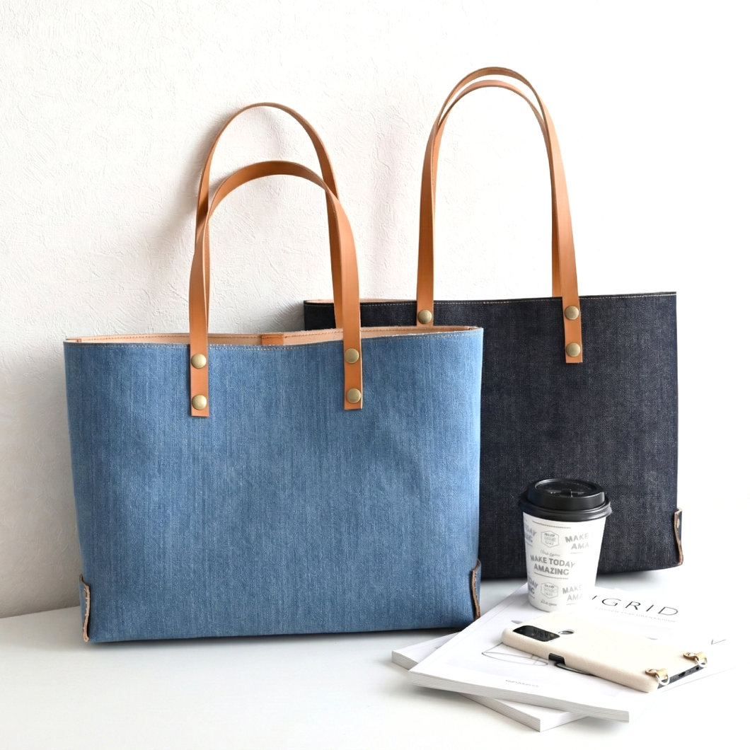 岡山デニム イタリアンレザー A4 トートバッグ