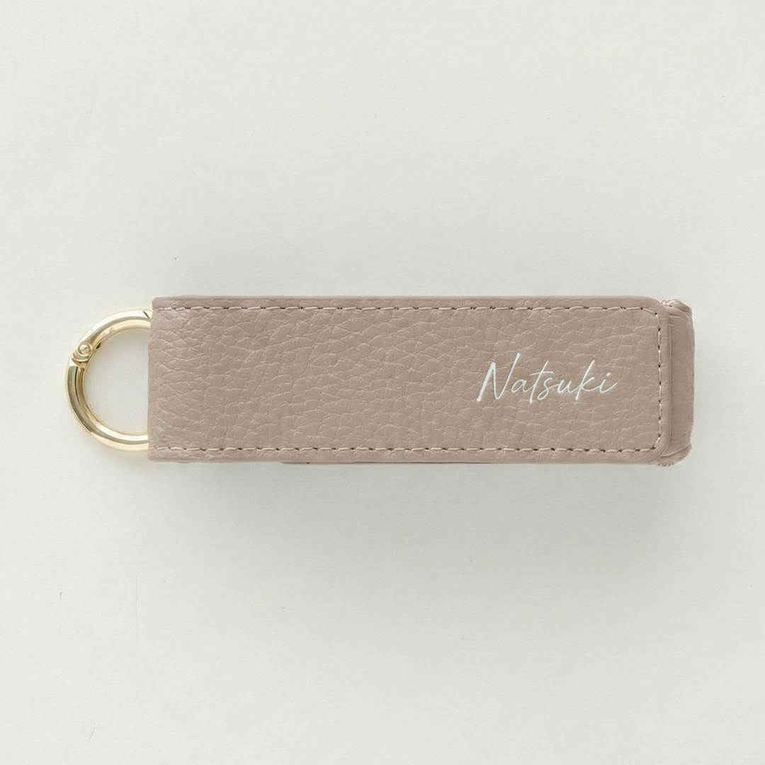 くすみカラー simple 名入れ 1本収納 ミラー付き リップケース