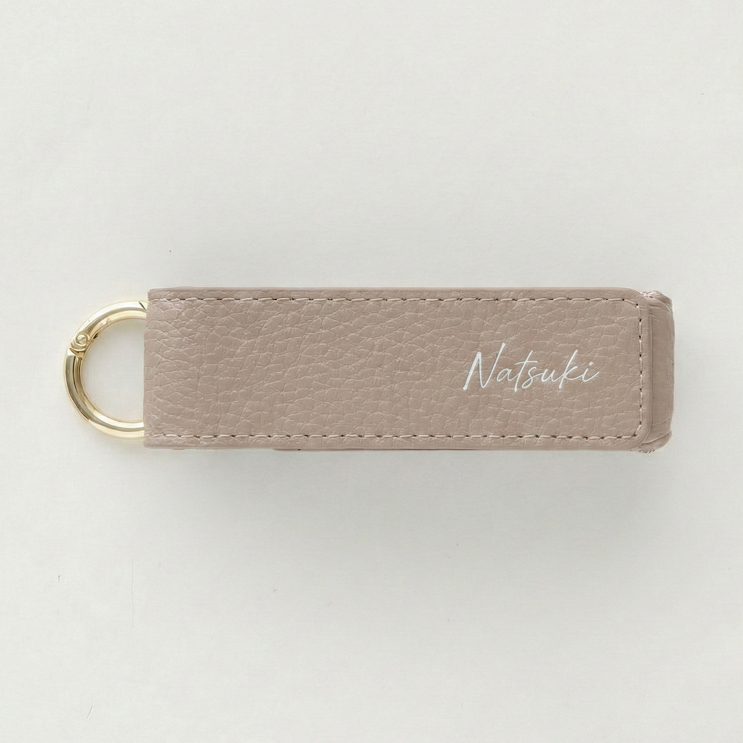 くすみカラー simple 名入れ 1本収納 ミラー付き リップケース