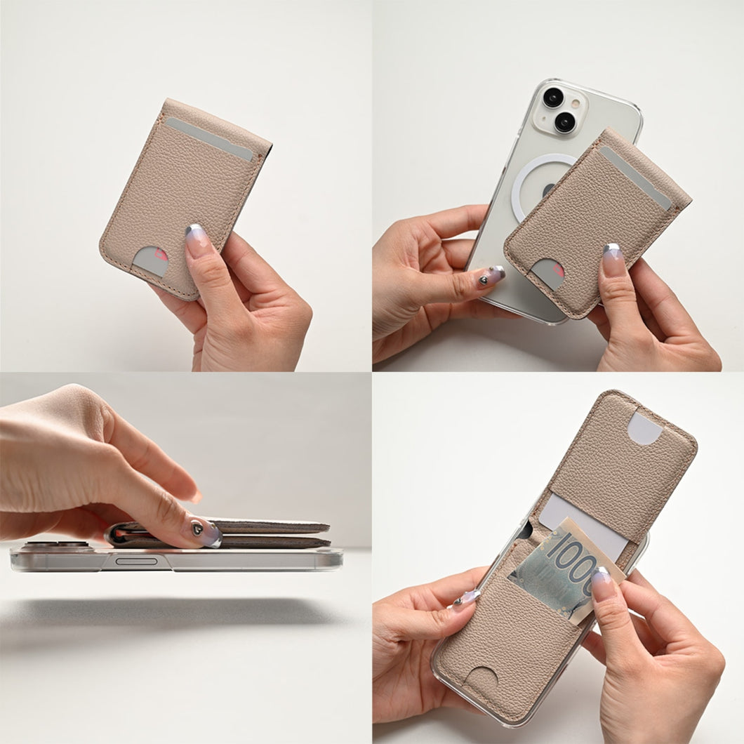 MagSafe対応 スタンド型ウォレット 【 シュリンクレザー 】 スマホスタンド スマートウォレット ミニ財布 本革