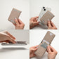 MagSafe対応 スタンド型ウォレット 【 シュリンクレザー 】 スマホスタンド スマートウォレット ミニ財布 本革