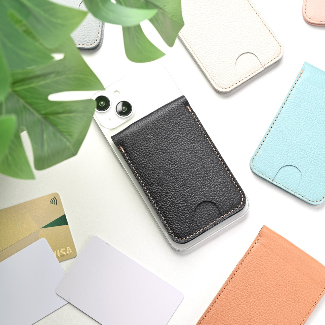MagSafe対応 スタンド型ウォレット 【 シュリンクレザー 】 スマホスタンド スマートウォレット ミニ財布 本革