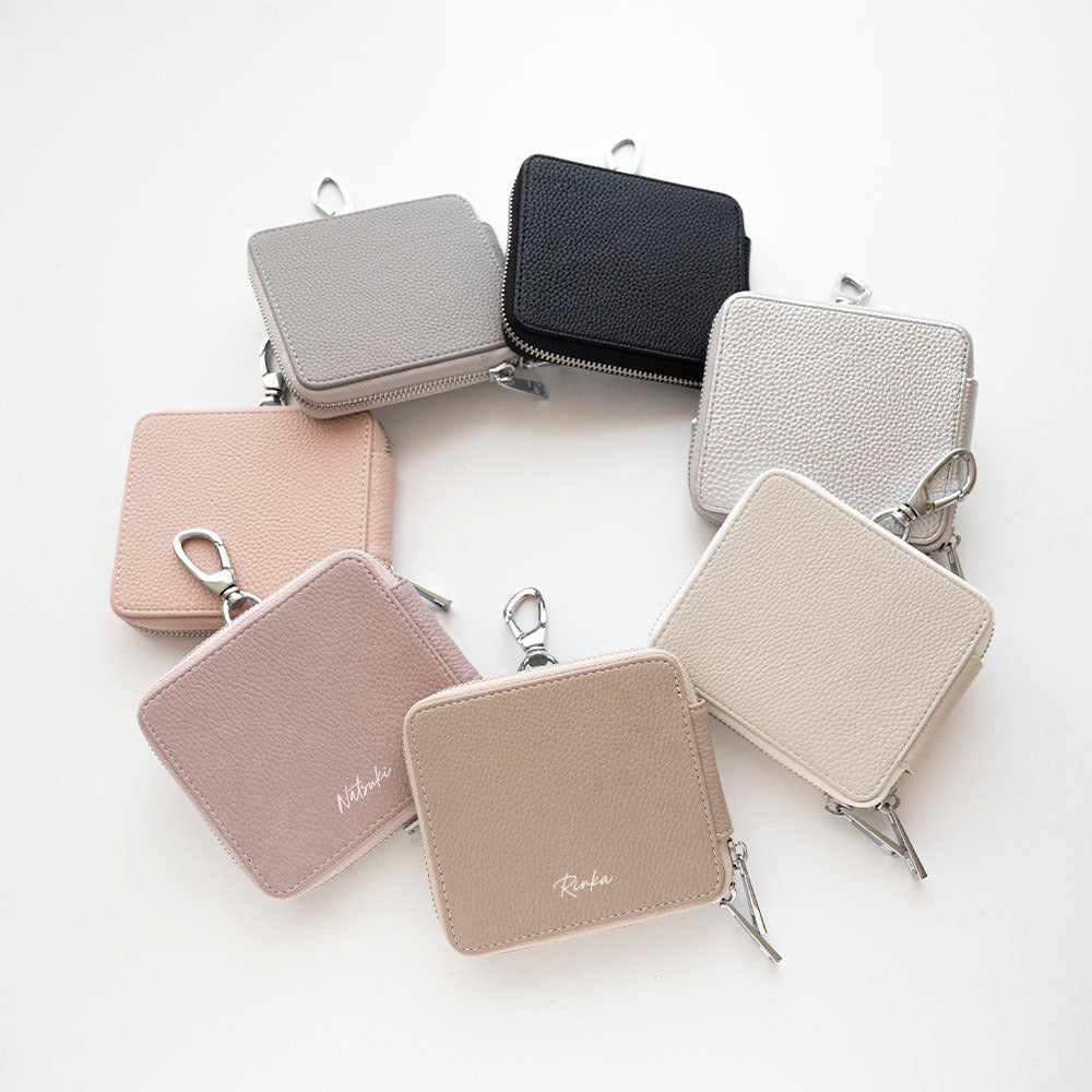 カードポケット付き 横並び 3個収納 スマートキーケース 【 simple 名入れ 】 くすみカラー キーケース クリア窓 カード収納 文字入れ