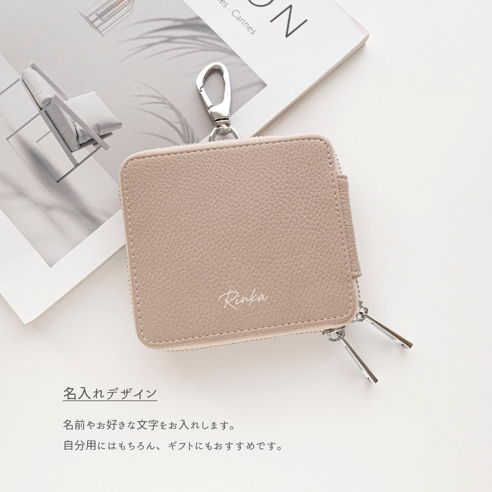 カードポケット付き 横並び 3個収納 スマートキーケース 【 simple 名入れ 】 くすみカラー キーケース クリア窓 カード収納 文字入れ