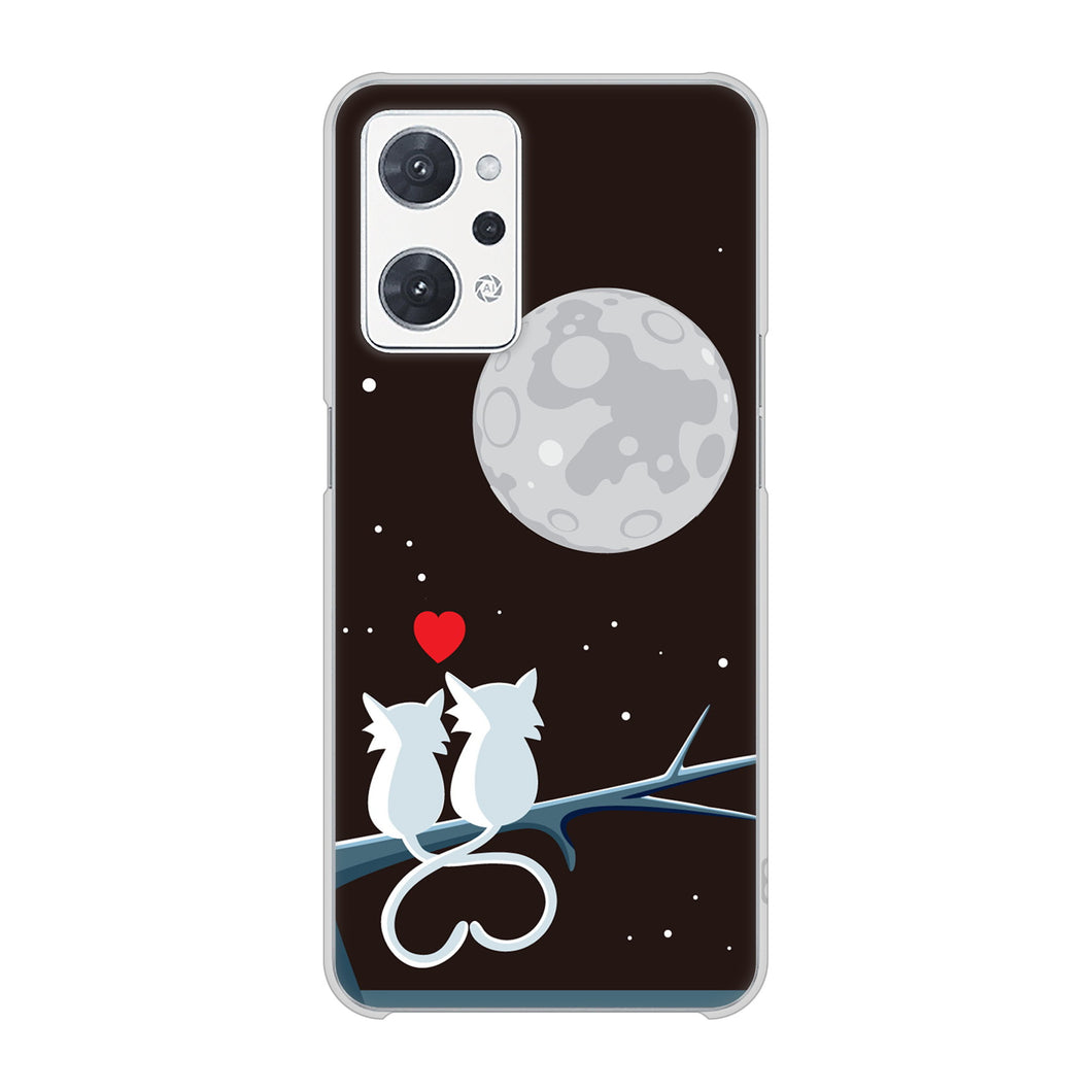 OPPO reno9 A A301OP Y!mobile 高画質仕上げ 背面印刷 ハードケース夜とネコ