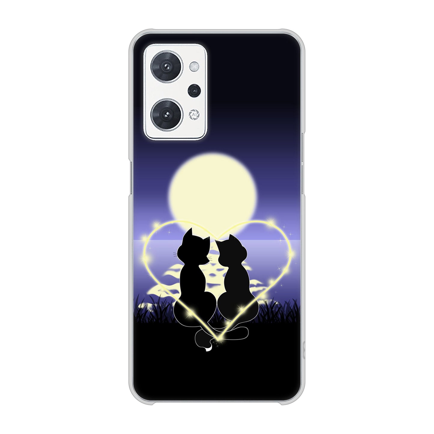 OPPO reno9 A A301OP Y!mobile 高画質仕上げ 背面印刷 ハードケース夜とネコ