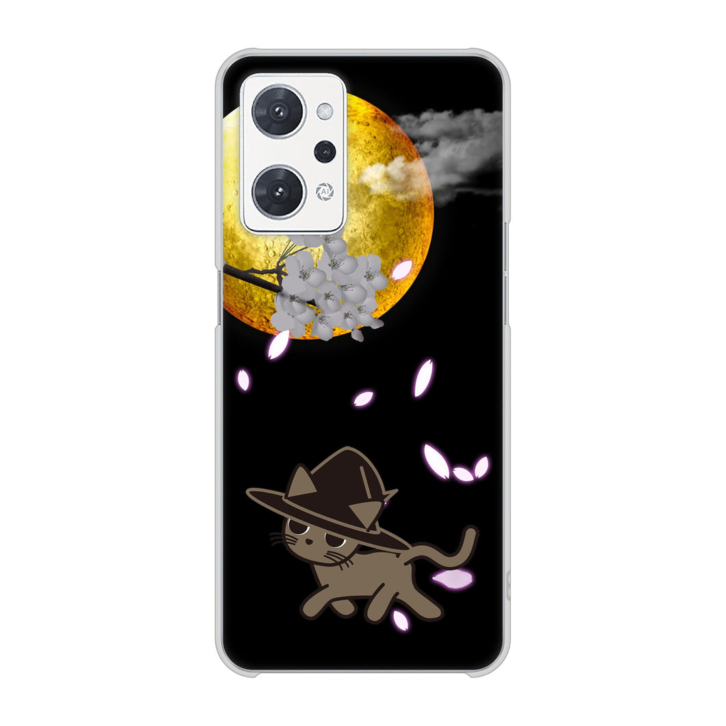 OPPO reno9 A A301OP Y!mobile 高画質仕上げ 背面印刷 ハードケース夜とネコ