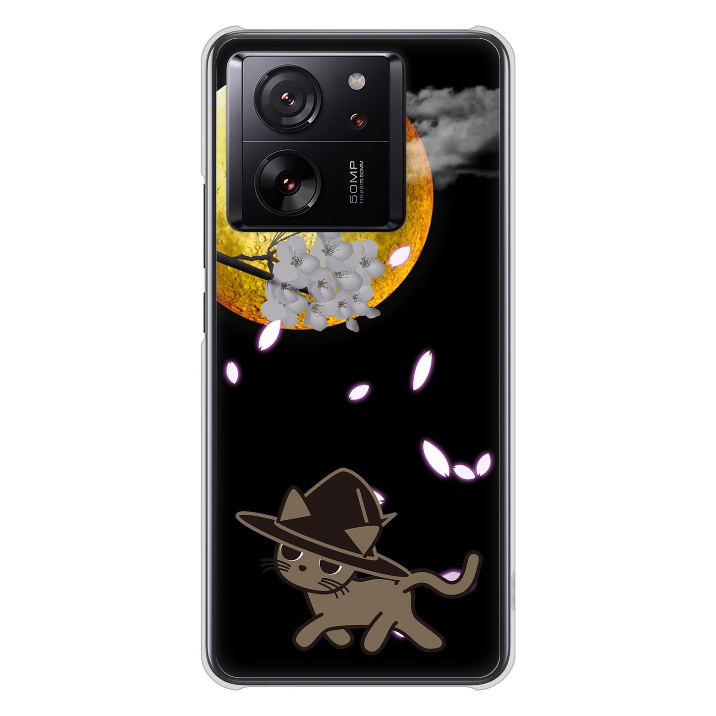 Xiaomi 13T Pro A301XM SoftBank 高画質仕上げ 背面印刷 ハードケース夜とネコ