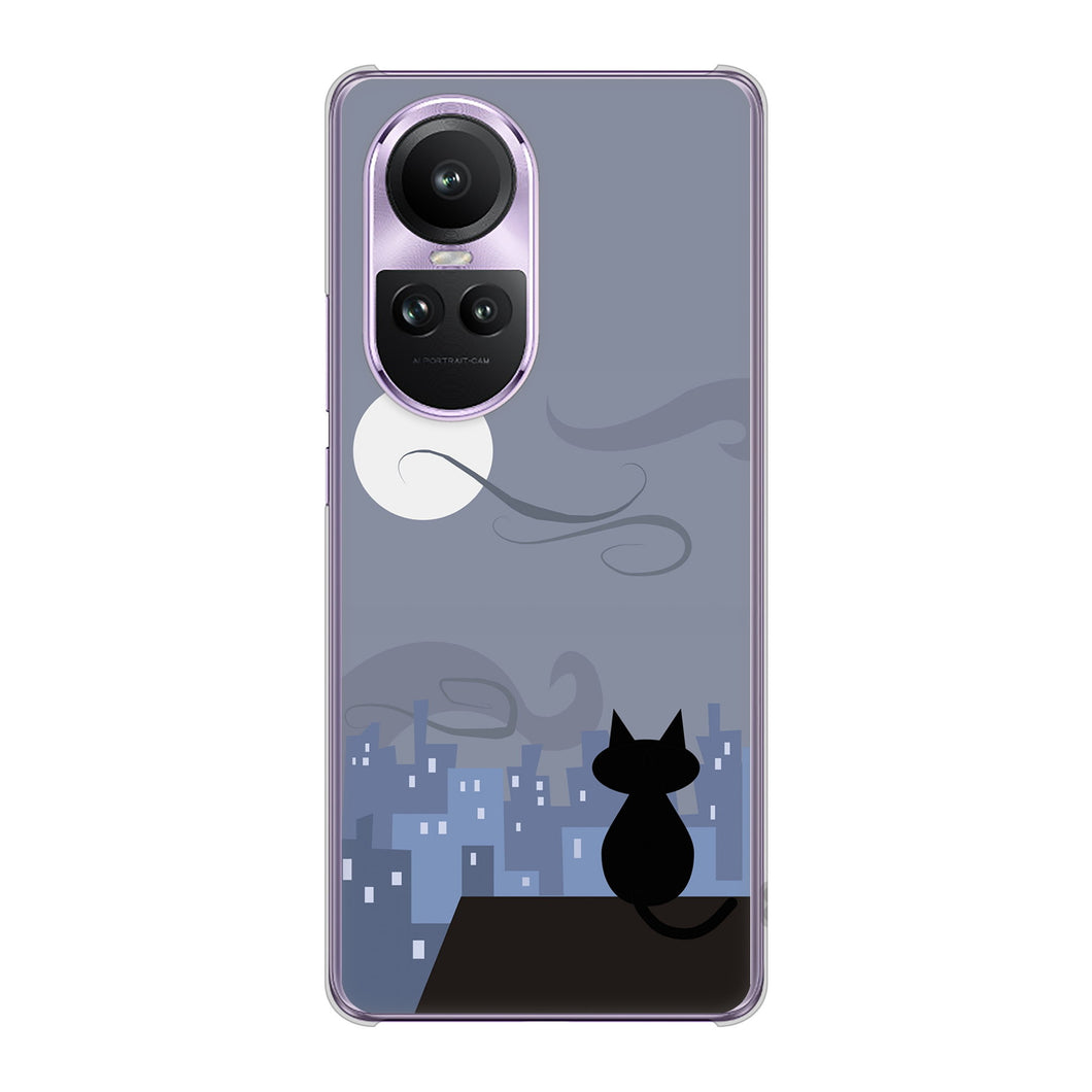 OPPO Reno10 Pro 5G A302OP SoftBank 高画質仕上げ 背面印刷 ハードケース夜とネコ