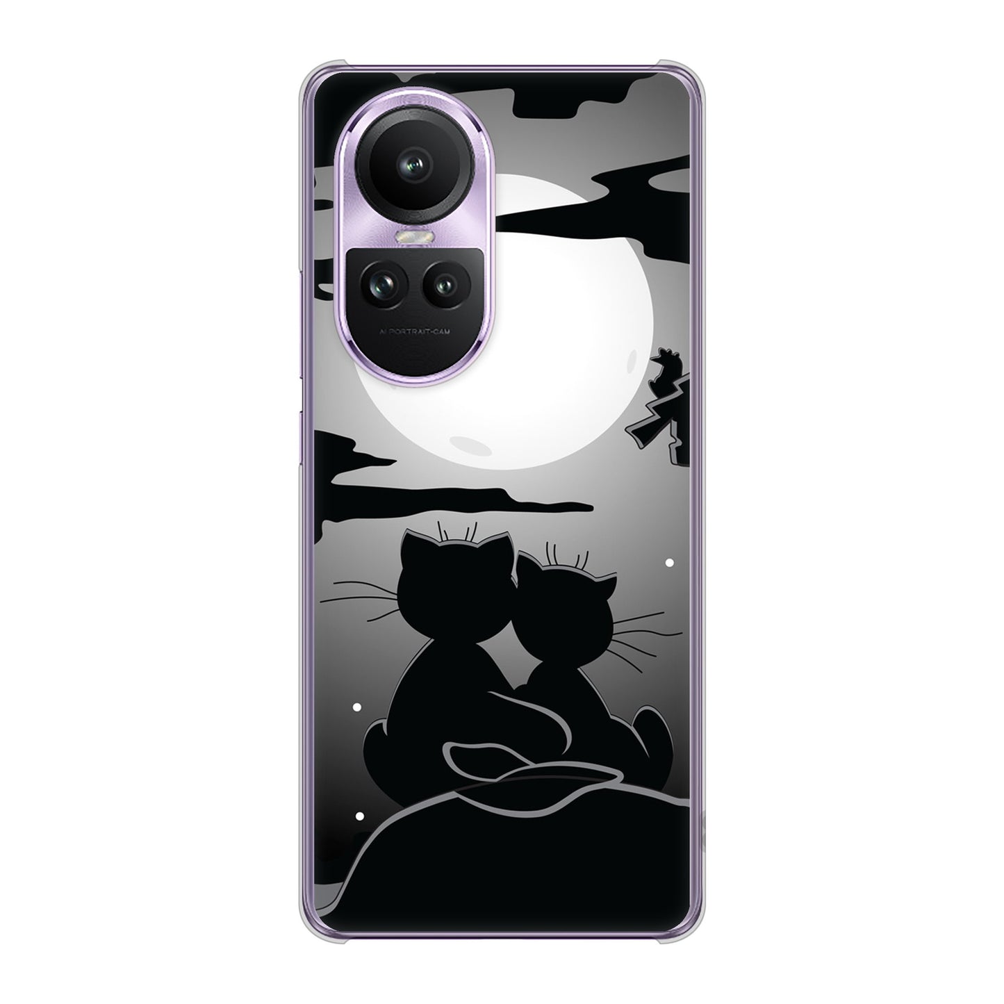 OPPO Reno10 Pro 5G A302OP SoftBank 高画質仕上げ 背面印刷 ハードケース夜とネコ