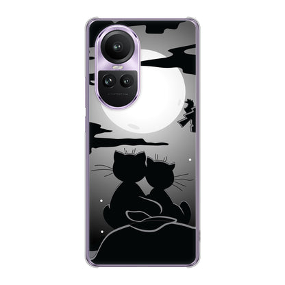 OPPO Reno10 Pro 5G A302OP SoftBank 高画質仕上げ 背面印刷 ハードケース夜とネコ