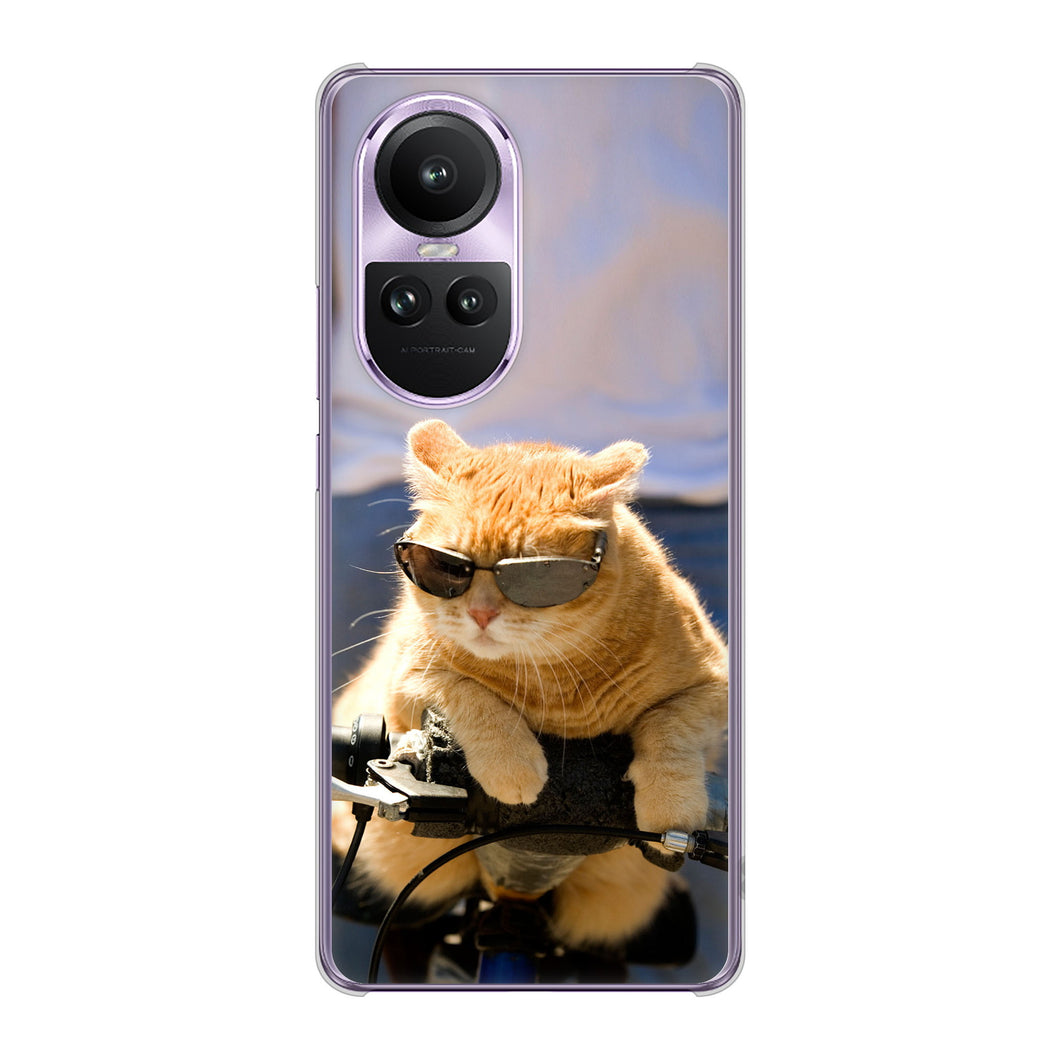 OPPO Reno10 Pro 5G A302OP SoftBank 高画質仕上げ 背面印刷 ハードケース 【595 にゃんとサイクル】