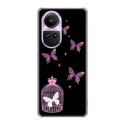 OPPO Reno10 Pro 5G A302OP SoftBank 高画質仕上げ 背面印刷 ハードケースむかいあぐる 蝶の王冠鳥かご