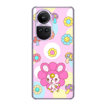OPPO Reno10 Pro 5G A302OP SoftBank 高画質仕上げ 背面印刷 ハードケースむかいあぐる フラワーうさぎのフラッピョン