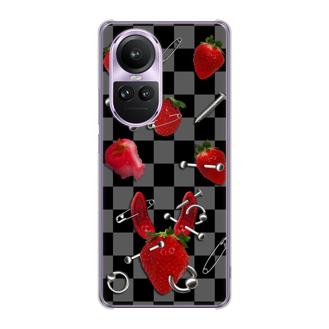 OPPO Reno10 Pro 5G A302OP SoftBank 高画質仕上げ 背面印刷 ハードケースむかいあぐる 苺パンク