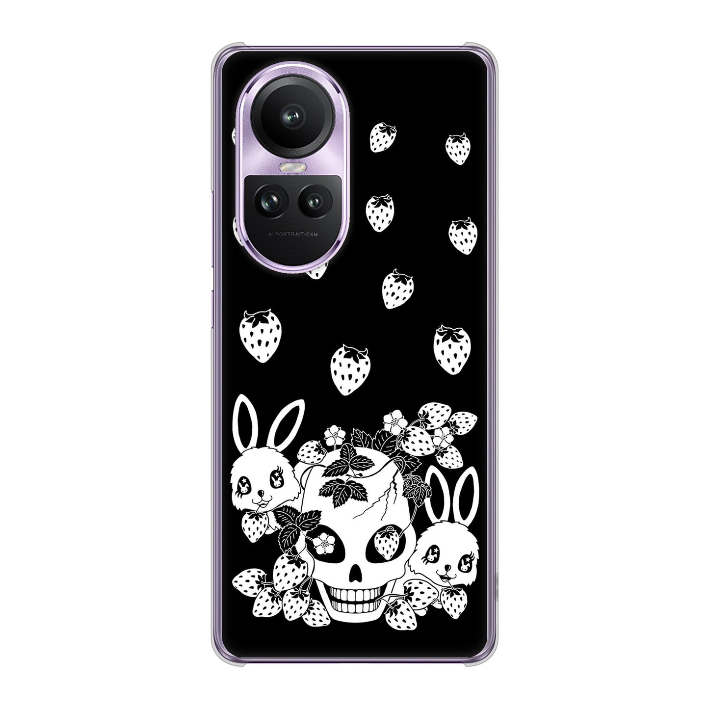 OPPO Reno10 Pro 5G A302OP SoftBank 高画質仕上げ 背面印刷 ハードケースむかいあぐる 苺兎