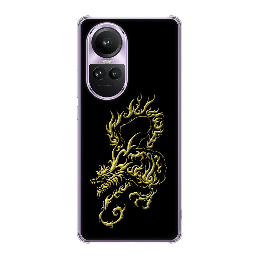 OPPO Reno10 Pro 5G A302OP SoftBank 高画質仕上げ 背面印刷 ハードケース 【VA831 闇と龍】