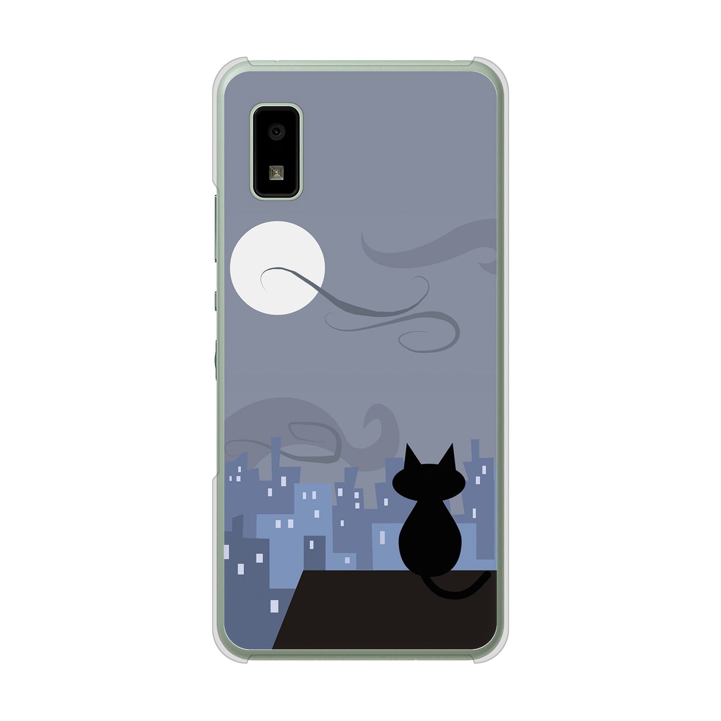 AQUOS wish3 A302SH Y!mobile 高画質仕上げ 背面印刷 ハードケース夜とネコ
