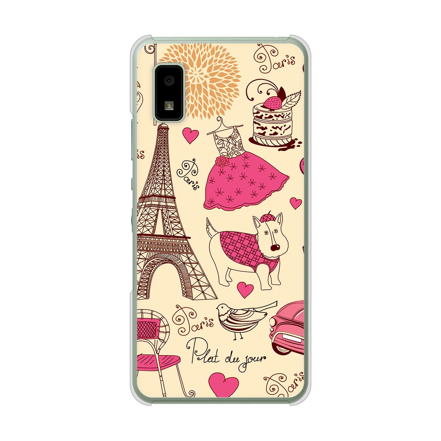 AQUOS wish3 A302SH Y!mobile 高画質仕上げ 背面印刷 ハードケースLOVE フランス
