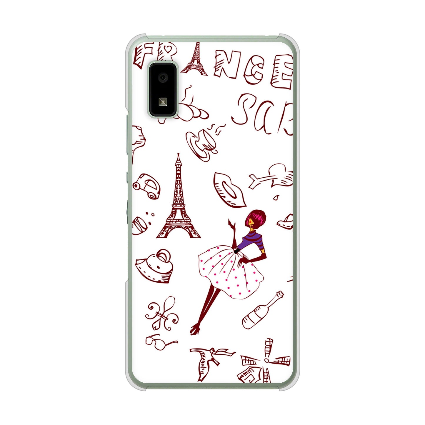 AQUOS wish3 A302SH Y!mobile 高画質仕上げ 背面印刷 ハードケースLOVE フランス