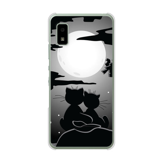 AQUOS wish3 A302SH Y!mobile 高画質仕上げ 背面印刷 ハードケース夜とネコ