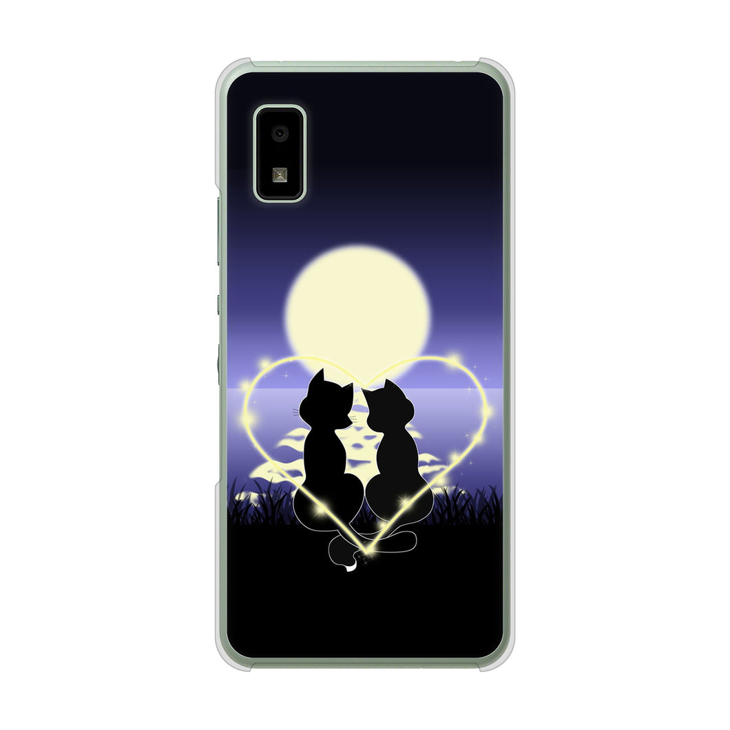 AQUOS wish3 A302SH Y!mobile 高画質仕上げ 背面印刷 ハードケース夜とネコ