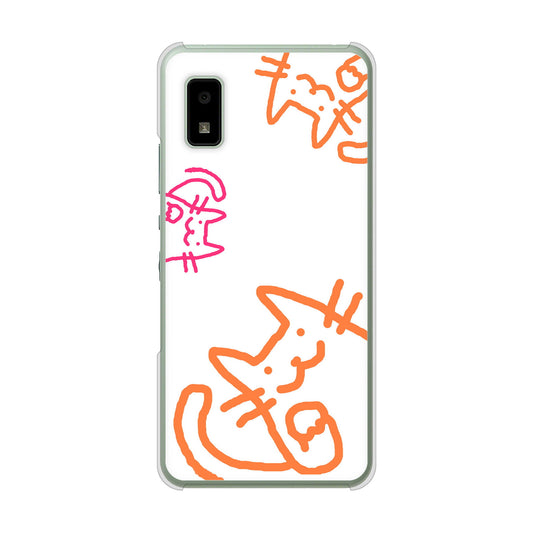 AQUOS wish3 A302SH Y!mobile 高画質仕上げ 背面印刷 ハードケース 【1098 手まねきする3匹のネコ】