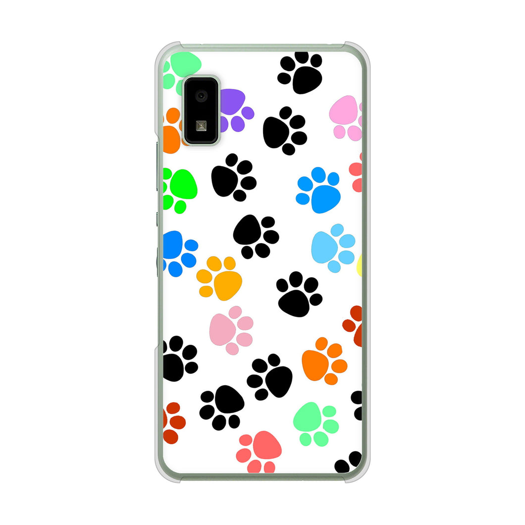 AQUOS wish3 A302SH Y!mobile 高画質仕上げ 背面印刷 ハードケース 【1108 あしあとカラフル】
