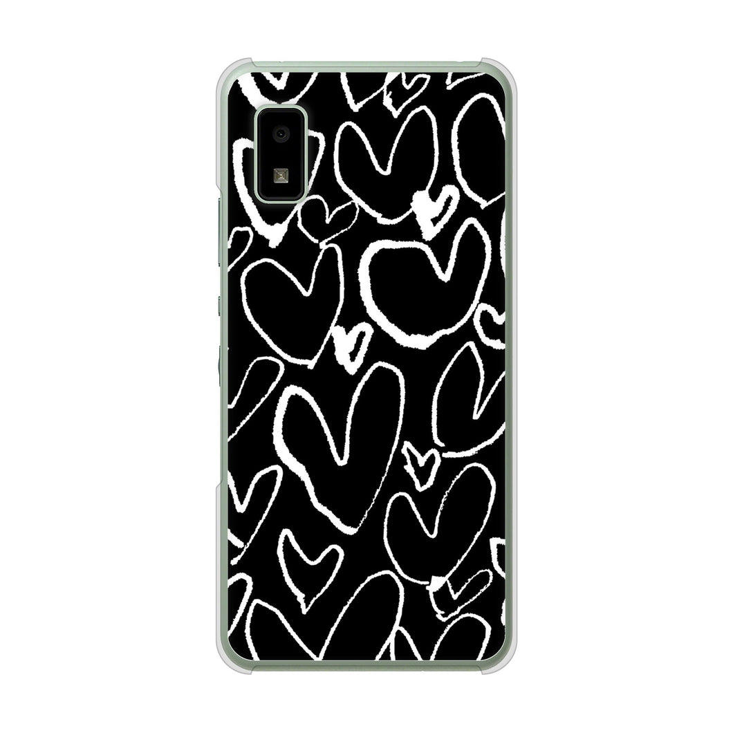 AQUOS wish3 A302SH Y!mobile 高画質仕上げ 背面印刷 ハードケース 【1124 ハート BK＆WH】