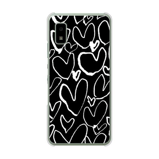 AQUOS wish3 A302SH Y!mobile 高画質仕上げ 背面印刷 ハードケース 【1124 ハート BK＆WH】