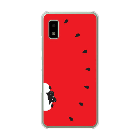 AQUOS wish3 A302SH Y!mobile 高画質仕上げ 背面印刷 ハードケースすいかをかじるネコ